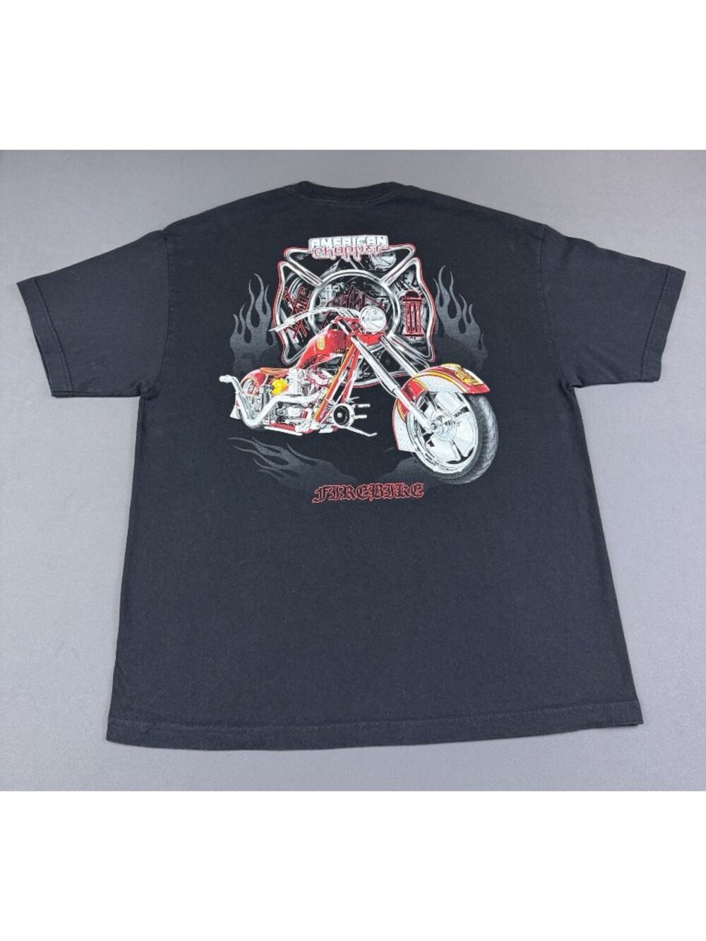 Rare Vintage Y2K American Choppers Fire Bike Fire Flames Motorcycle Black Art